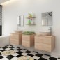 vidaXL Conjunto de muebles de baño y lavabo 7 piezas beige vidaXL Conjunto de muebles de baño y lavabo 7 piezas beige