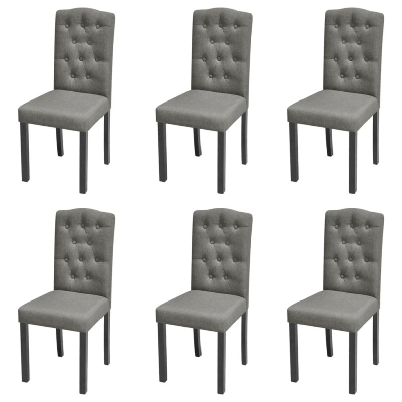 vidaXL Sillas de comedor 6 unidades de tela gris vidaXL Sillas de comedor 6 unidades de tela gris