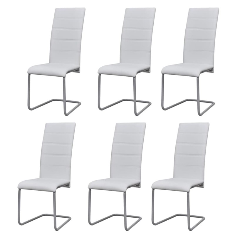 vidaXL Sillas voladizas de comedor 6 unidades cuero sintético blanco vidaXL Sillas voladizas de comedor 6 unidades cuero sintético blanco