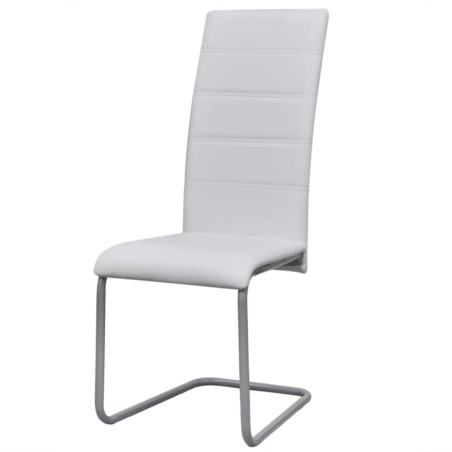 vidaXL Sillas voladizas de comedor 6 unidades cuero sintético blanco
