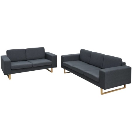 vidaXL Conjunto de sofás de 2 y 3 plazas gris oscuro