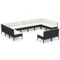 vidaXL Set muebles de jardín 12 pzas y cojines ratán sintético negro