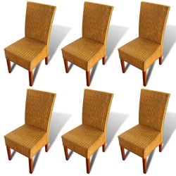vidaXL Sillas de comedor 6 unidades ratán marrón natural