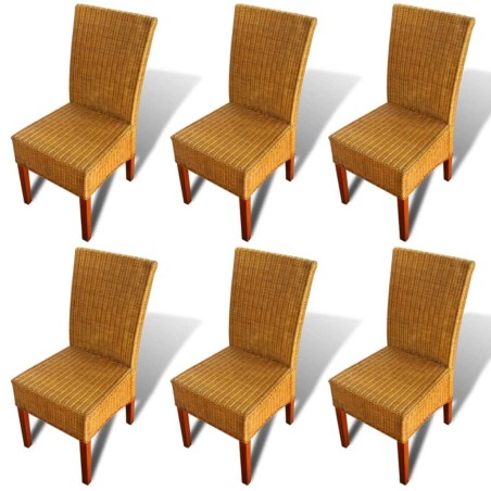 vidaXL Sillas de comedor 6 unidades ratán marrón natural
