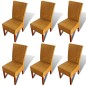 vidaXL Sillas de comedor 6 unidades ratán marrón natural