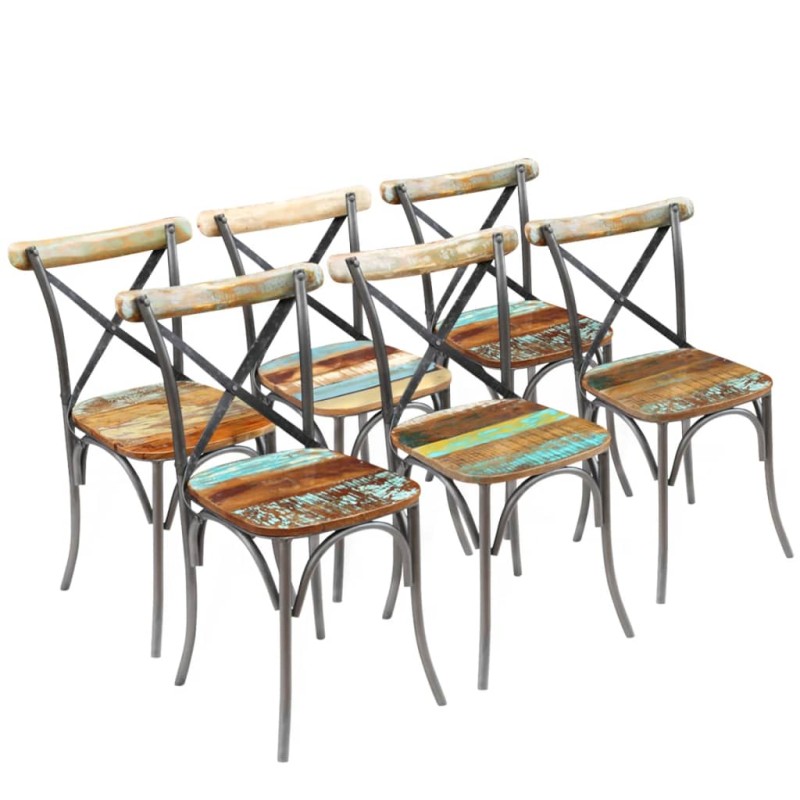 vidaXL Sillas de comedor 6 unidades madera maciza reciclada vidaXL Sillas de comedor 6 unidades madera maciza reciclada