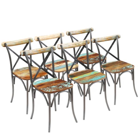 vidaXL Sillas de comedor 6 unidades madera maciza reciclada 