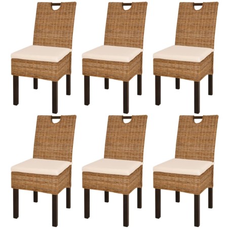 vidaXL Sillas de comedor 6 unidades ratán kubu madera de mango 