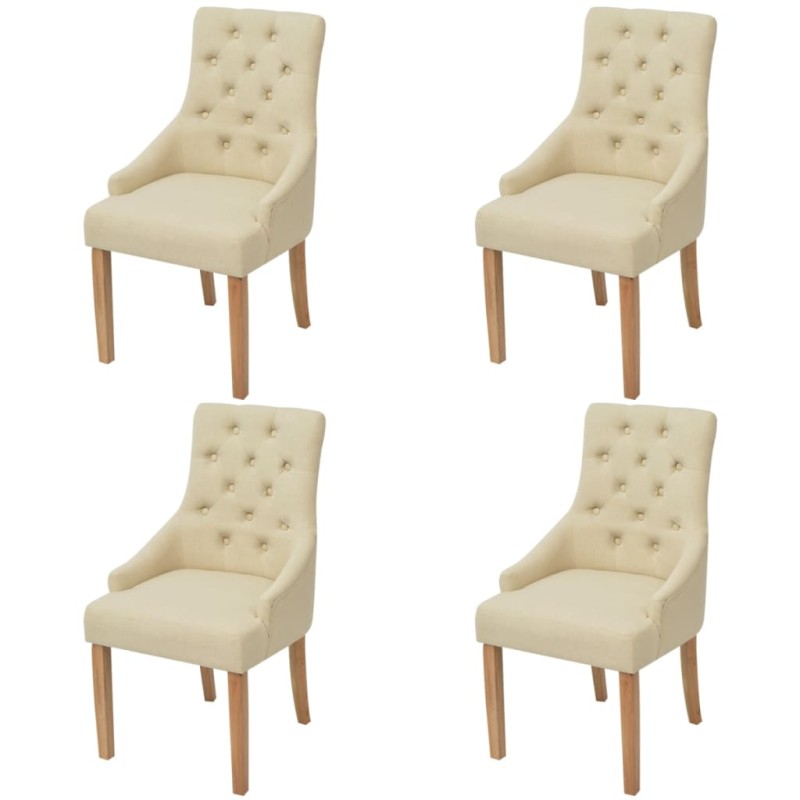 vidaXL Sillas de comedor 4 unidades tela color crema vidaXL Sillas de comedor 4 unidades tela color crema