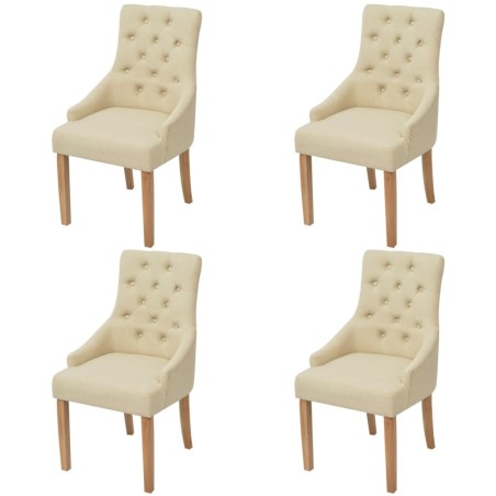 vidaXL Sillas de comedor 4 unidades tela color crema