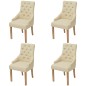 vidaXL Sillas de comedor 4 unidades tela color crema vidaXL Sillas de comedor 4 unidades tela color crema