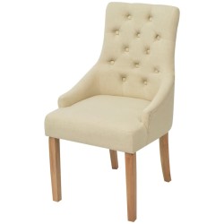 vidaXL Sillas de comedor 4 unidades tela color crema
