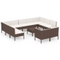 vidaXL Set muebles de jardín 12 pzas y cojines ratán sintético marrón vidaXL Set muebles de jardín 12 pzas y cojines ratán sintético marrón