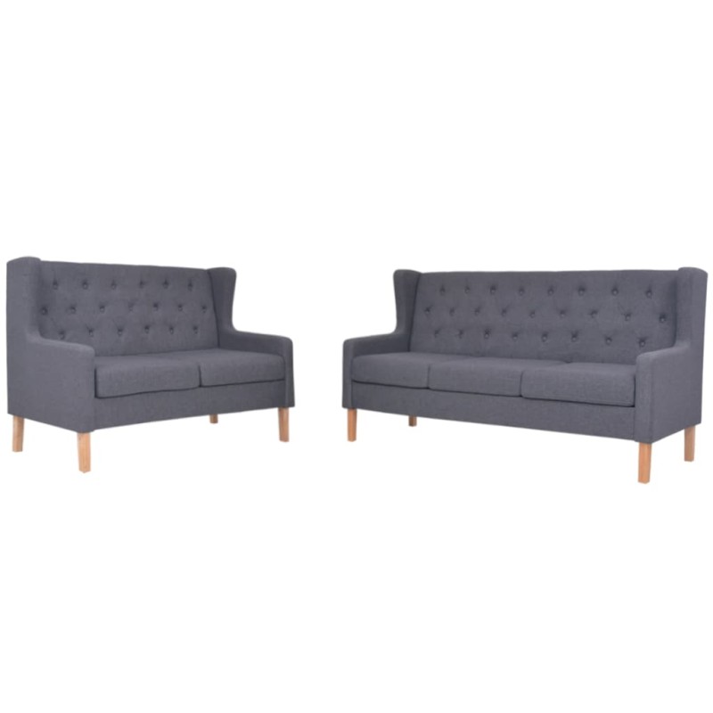 vidaXL Conjunto de sofás 2 piezas tela gris vidaXL Conjunto de sofás 2 piezas tela gris