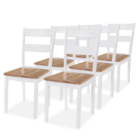 vidaXL Sillas de comedor 6 unidades madera de caucho blancas