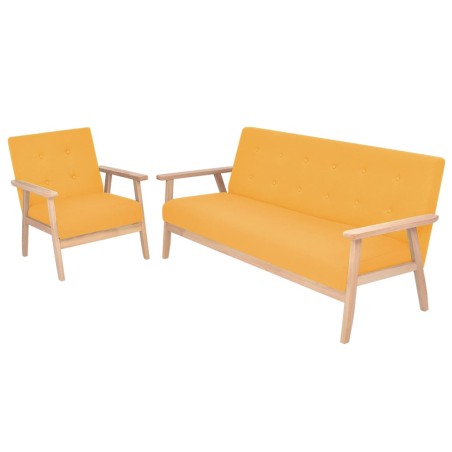vidaXL Juego de sofás de tela de 2 piezas color amarillo