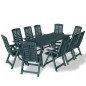 vidaXL Juego de comedor de jardín 11 piezas plástico verde vidaXL Juego de comedor de jardín 11 piezas plástico verde