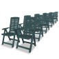 vidaXL Juego de comedor de jardín 11 piezas plástico verde vidaXL Juego de comedor de jardín 11 piezas plástico verde