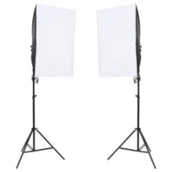 vidaXL Kit de estudio fotográfico con set de luces, fondo y reflector