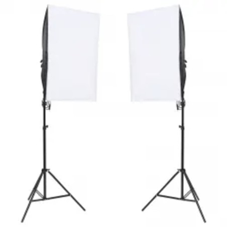vidaXL Kit de estudio fotográfico con set de luces, fondo y reflector