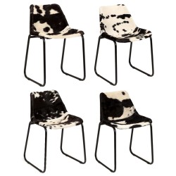 vidaXL Sillas de comedor de cuero de cabra auténtico 4 unidades