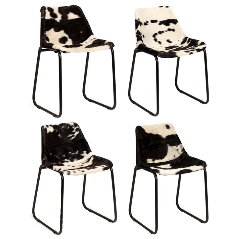 vidaXL Sillas de comedor de cuero de cabra auténtico 4 unidades vidaXL Sillas de comedor de cuero de cabra auténtico 4 unidades