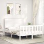 vidaXL Estructura de cama con cabecero madera maciza blanco 120x200 cm vidaXL Estructura de cama con cabecero madera maciza blanco 120x200 cm