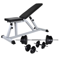 vidaXL Banco de musculación con pesas y mancuernas 60,5 kg 
