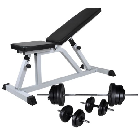 vidaXL Banco de musculación con pesas y mancuernas 60,5 kg 