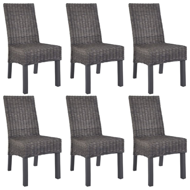 vidaXL Sillas de comedor 6 unidades ratán Kubu y madera mango marrón vidaXL Sillas de comedor 6 unidades ratán Kubu y madera mango marrón