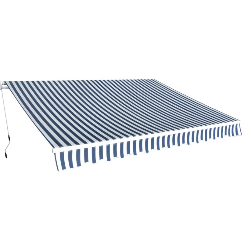 vidaXL Toldo plegable de operación manual 350 cm azul y blanco vidaXL Toldo plegable de operación manual 350 cm azul y blanco