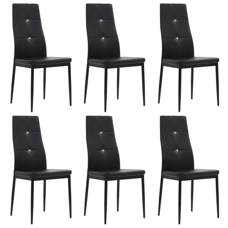 vidaXL Sillas de comedor 6 unidades cuero sintético negro vidaXL Sillas de comedor 6 unidades cuero sintético negro