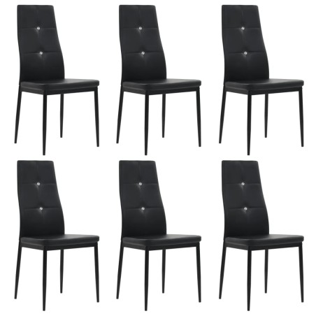 vidaXL Sillas de comedor 6 unidades cuero sintético negro