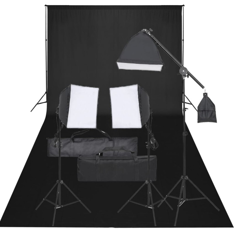 vidaXL Kit de estudio fotográfico con set de luces y fondo vidaXL Kit de estudio fotográfico con set de luces y fondo