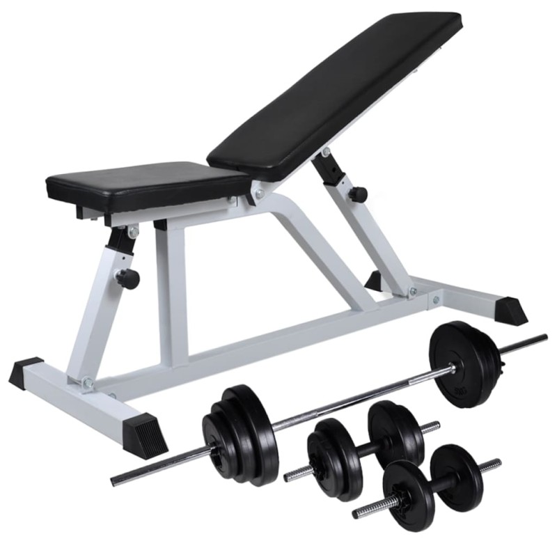 vidaXL Banco de musculación con pesas y mancuernas 30,5 kg vidaXL Banco de musculación con pesas y mancuernas 30,5 kg