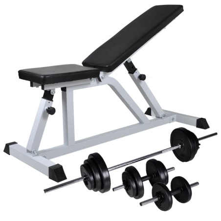 vidaXL Banco de musculación con pesas y mancuernas 30,5 kg 