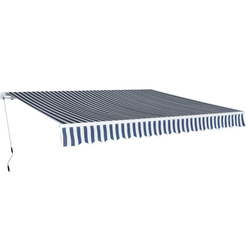 vidaXL Toldo plegable de operación manual 400 cm azul y blanco vidaXL Toldo plegable de operación manual 400 cm azul y blanco