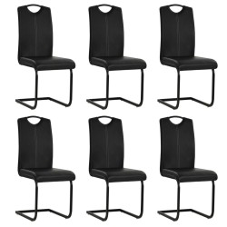 vidaXL Sillas voladizas de comedor 6 unidades cuero sintético negro