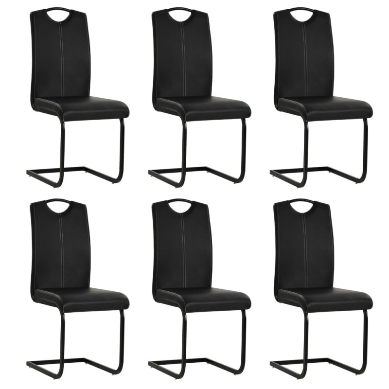 vidaXL Sillas voladizas de comedor 6 unidades cuero sintético negro