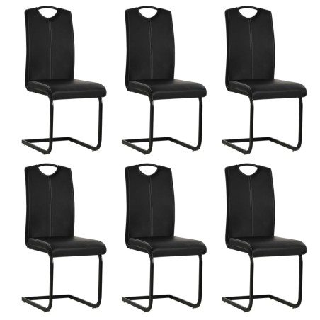 vidaXL Sillas voladizas de comedor 6 unidades cuero sintético negro