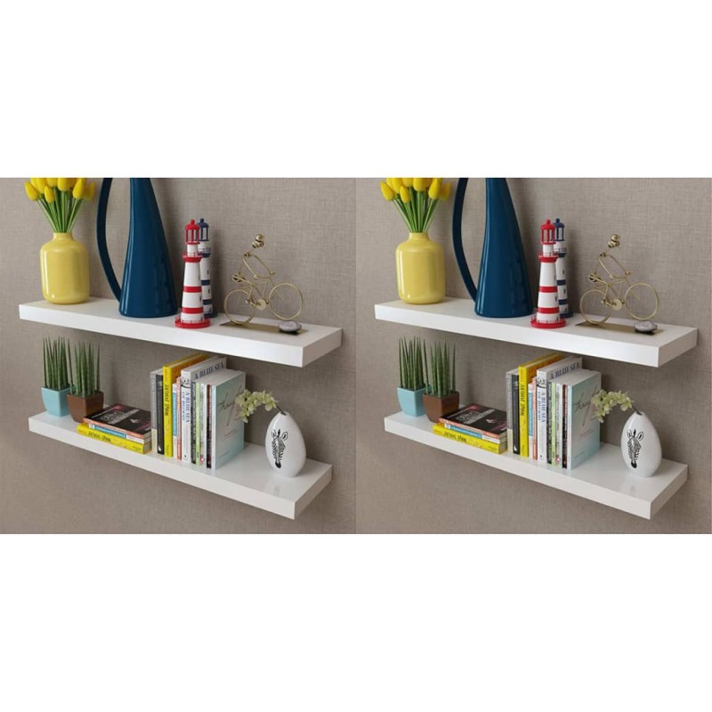 vidaXL Estantes de pared 4 unidades blanco 80 cm vidaXL Estantes de pared 4 unidades blanco 80 cm