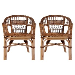 vidaXL Sillas de jardín 2 unidades ratán natural marrón