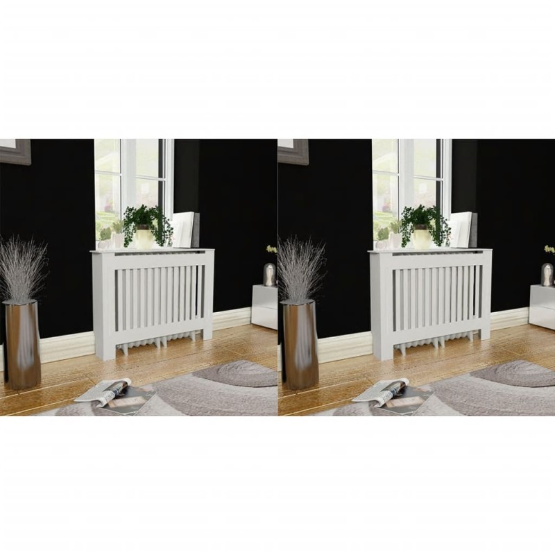 vidaXL Cubiertas para radiador 2 unidades MDF blanco 112 cm vidaXL Cubiertas para radiador 2 unidades MDF blanco 112 cm