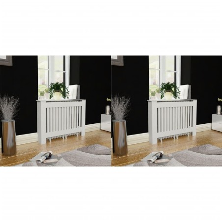 vidaXL Cubiertas para radiador 2 unidades MDF blanco 112 cm