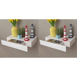 vidaXL Estantes de pared flotantes con cajones 2 uds blanco 48 cm
