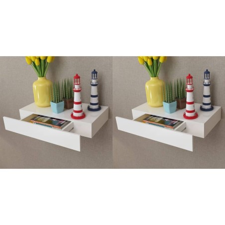 vidaXL Estantes de pared flotantes con cajones 2 uds blanco 48 cm
