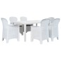 vidaXL Set de muebles de jardín 7 pzas plástico blanco aspecto ratán vidaXL Set de muebles de jardín 7 pzas plástico blanco aspecto ratán