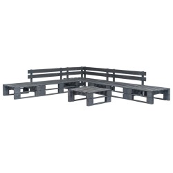 vidaXL Set de muebles de palets para jardín 6 piezas madera gris
