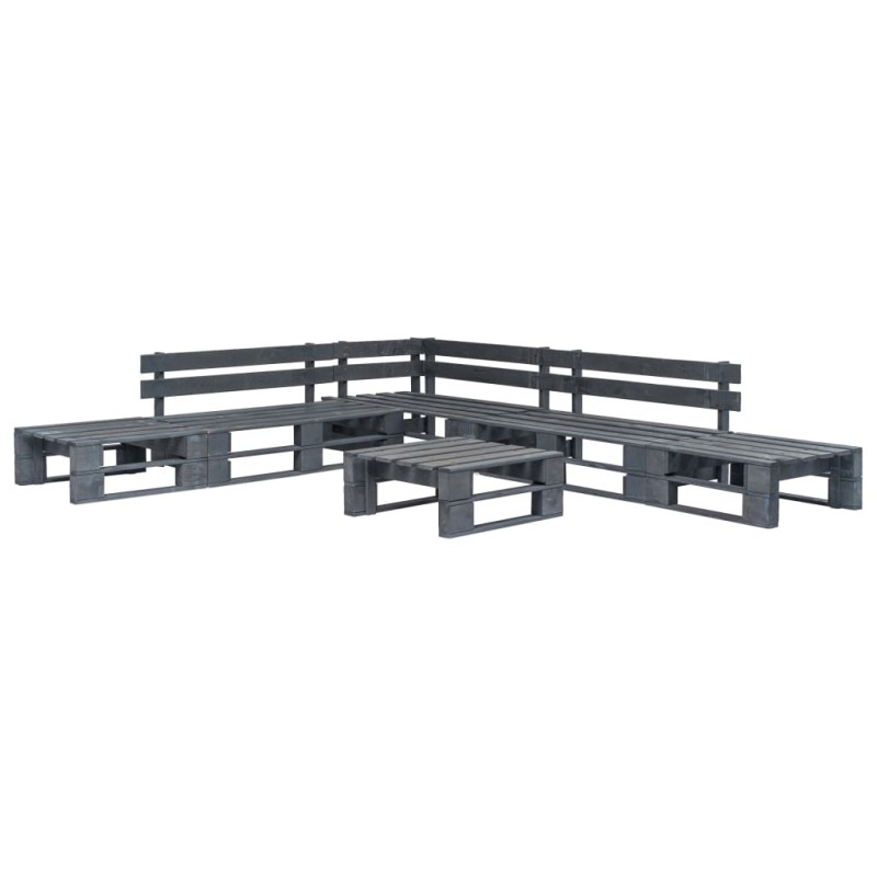 vidaXL Set de muebles de palets para jardín 6 piezas madera gris vidaXL Set de muebles de palets para jardín 6 piezas madera gris