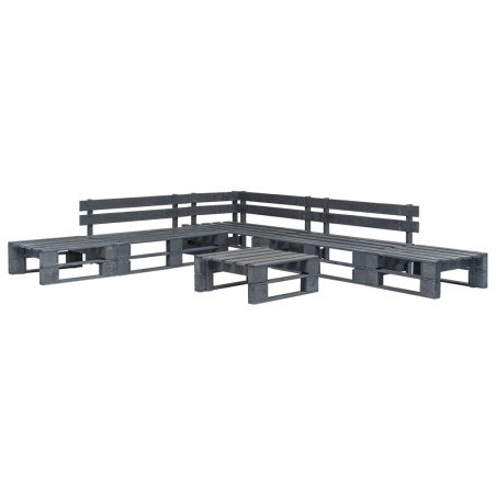 vidaXL Set de muebles de palets para jardín 6 piezas madera gris